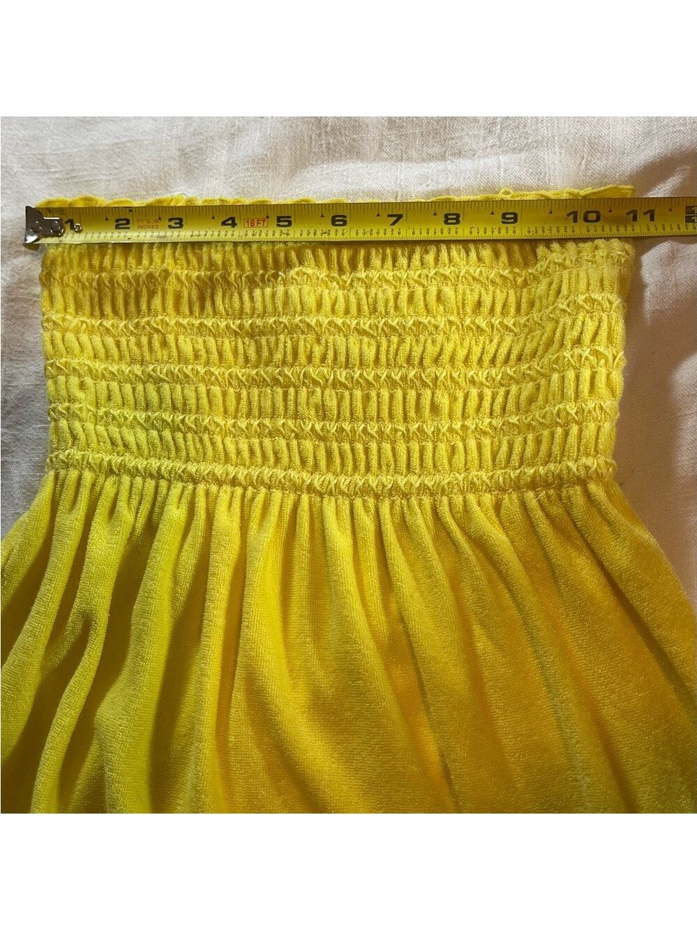 Lilly Pulitzer yellow strapless smocked dress stretchy terry cloth cover Sz XXS - Picture 7 of 8